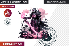 Pink &amp; Black Gothic Halloween Skeleton Clipart PNG, Skull Product Image 1