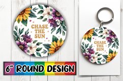 Joyful Round Keychain Magic PNG, Flower Quote Product Image 1