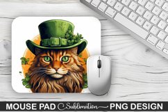 St. Patrick&#039;s Day Cat Sublimation Mouse Pad Design Product Image 1