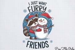 Winter Raccoon Sublimation Clipart PNG Product Image 1