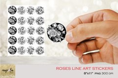 roses line art stickers | printable floral stickers PNG Product Image 1