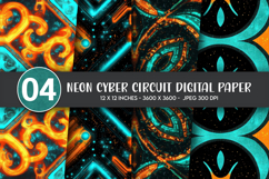 Neon Cyber Circuit Digital Paper Product Image 1