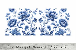 Blue Floral Tumbler Flower Wrap, 16oz Libbey Glass Can PNG Product Image 2
