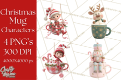 Christmas Characters in Mugs PNG Clipart Product Image 1