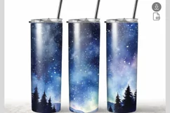 Night Sky Watercolor 20 oz Tumbler Wrap Sublimation Product Image 1