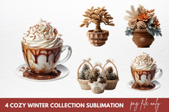 Cozy Winter Sublimation Clipart, watercolor cozy winter Product Image 1