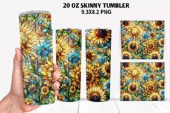 Flowers Skinny Tumbler 20oz Wrap Design, Summer Tumble PNG Product Image 1