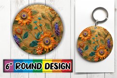 Summer Bloom Glitter Round Design Sublimation Keychain PNG Product Image 1