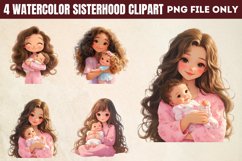 Watercolor Sisterhood Clipart PNG Product Image 1