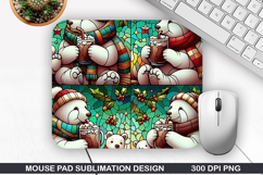 Bear Mouse Pad Sublimation, Christmas Mouse Pad PNG Design Product Image 1