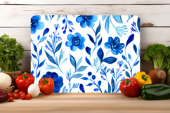 Watercolor Blue Floral Cutting Board | Cutting Board png Product Image 2