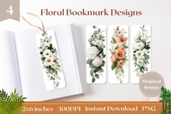Watercolor Flowers Bookmark Printable, Flowers PNG Product Image 1
