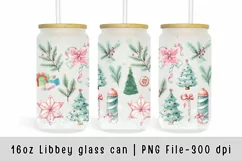 Christmas glass can wrap, Pastel Watercolor 16oz Libbey Can Product Image 1