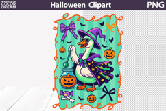 Halloween Witch Goose Clipart | Cute Magic Potion Duck PNG Product Image 1