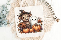 Halloween Ghost And Highland Cow Png, Floral Halloween Png. Product Image 7