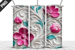 3D Flowers Tumbler Wrap | Sublimation Design | Tumble PNG Product Image 4