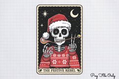 Funny Christmas Skeleton Tarot Cards Clipart PNG Product Image 1