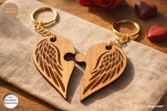 Winged Heart Couple Keychains SVG | Laser Cut | Glowforge Product Image 1