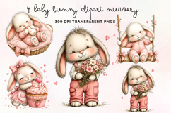 Baby Bunny Clipart Nursery PNG Product Image 1