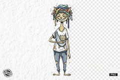 Whimsical Cat Mom With Kitten Clipart Product Image 1