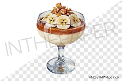 Banana Caramel Pudding PNG Clipart Watercolor Dessert Illust Product Image 1