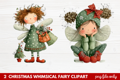 2 Christmas Whimsical Fairy Clipart | Cute Holiday Fairies Product Image 1