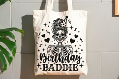 Birthday Baddie Svg, Birthday Girl Svg, Skeleton Girl Svg. Product Image 8