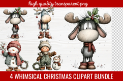 4 Whimsical Christmas Clipart | Cute Festive Holiday PNG Product Image 1