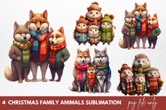 Christmas Family Animals Clipart Sublimation Product Image 1