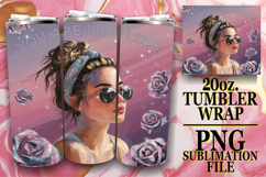 Blissful Sublimation 20oz tumbler wrap, Woman Product Image 1