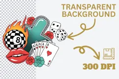 Vintage Gambling Tattoo PNG | Retro Casino Clipart Product Image 3