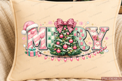 Coquette Merry Christmas PNG | Pink Christmas Tree Bow png Product Image 1