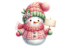 Knitted Snowmen Clipart PNG Bundle 15 Watercolor Files Product Image 7