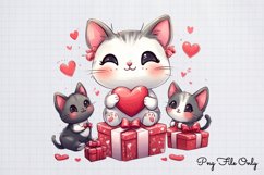 Valentine Cat Kitty Clipart PNG Product Image 1