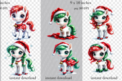 New Year&#039;s Ponies Digital Clipart. Christmas Holiday Set. Product Image 3