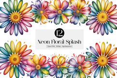 Neon Floral Splash Cliparts pngs Product Image 1