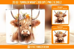 3D Highland Cow Tumbler Designs, Sublimation Wrap Product Image 1