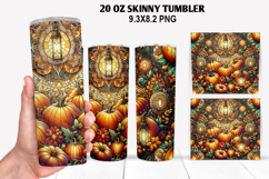 Pumpkins Skinny Tumbler 20oz Wrap Design, Halloween Tumbler Product Image 1