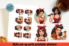 Retro Pin up girl printable stickers PNG. Product Image 1