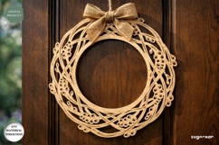 Floral Wreath Door Sign Laser Cut | Door Hanger | SVG Product Image 1