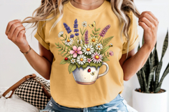 Wildflower Teacup PNG, Botanical Floral Sublimation Design Product Image 7