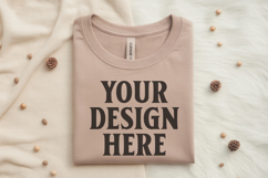 Heather Dust Bella Canvas 3001 Flat Lay T-Shirt Mockup Product Image 1