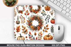 Flowers Mouse Pad Sublimation, Autumn Mouse Pad PNG Design Product Image 1