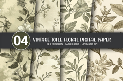 Vintage Toile Floral Digital Paper Product Image 1