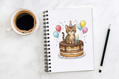 7 Birthday Cake Kitten Cat Illustrations Cute Clipart PNG Product Image 4