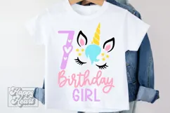 Seven Birthday Unicorn SVG - 7th Birthday Unicorn Shirt PNG Product Image 3