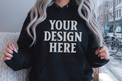 Black Gildan 18500 Hoodie Sweatshirt Mockup, 185 mock up Product Image 1