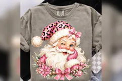 Pink Leopard Santa PNG, Coquette Christmas Santa, Girly Product Image 5
