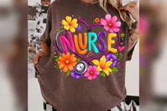 Colorful Nurse PNG, Floral Stethoscope Heart Design, Nurse Product Image 5
