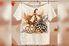 Leopard Pumpkin PNG, Checkered Fall Pumpkin PNG, Gingham Bow Product Image 1